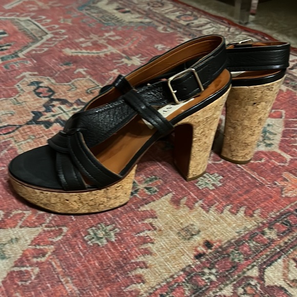 Lanvin leather and cork platform wedges - Picture 3 of 4